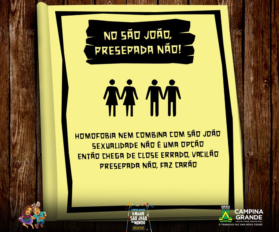 'Maior São João do Mundo', em Campina Grande, Paraíba, coloca mensagem de respeito a LGBT e contra homofobia